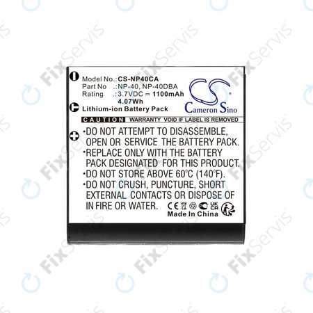 Batéria pre Casio Exilim Ex-FC100, 1100mAh, Li-Ion, 3.7V, NP-40, HQ