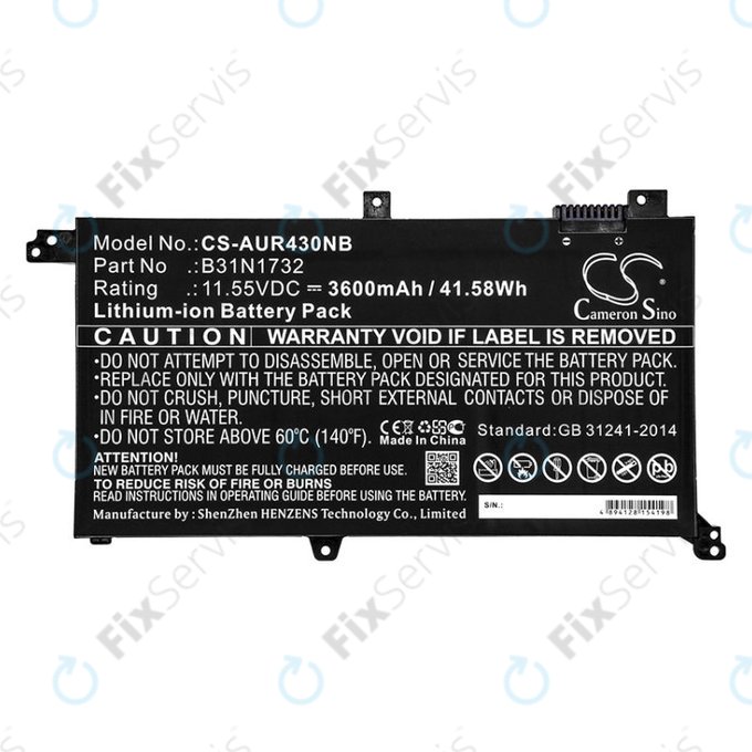 Batéria pre Asus VivoBook S14, S430FA, 3600mAh, Li-Ion, 11.55V, B31N1732, HQ