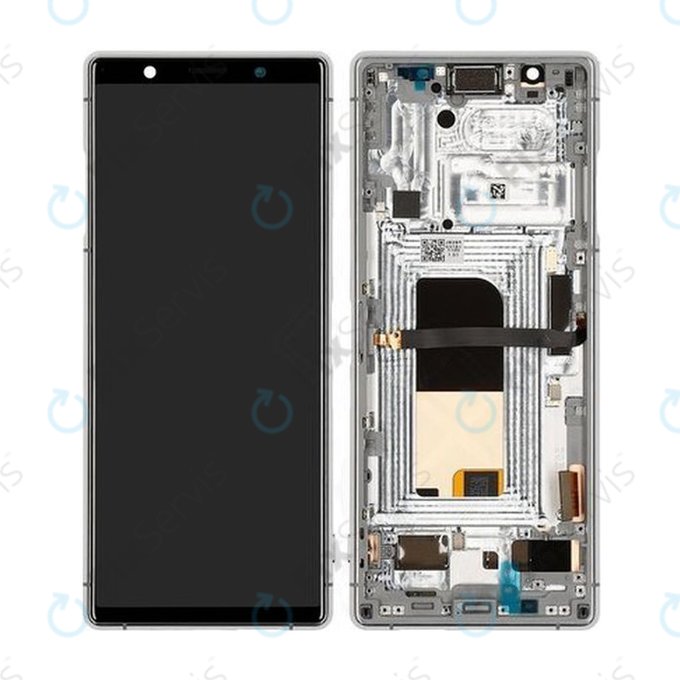 Sony Xperia 5 - LCD displej + Dotykové sklo + Rám (Grey) - 1319-9455 Genuine Service Pack