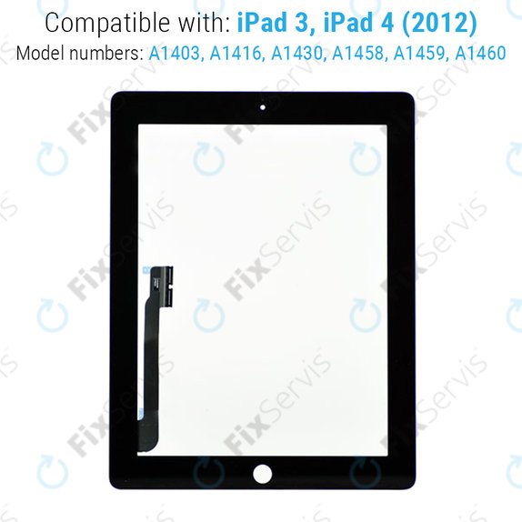 Dotykové sklo s tlačidlom domov pre iPad 3, iPad 4, Black