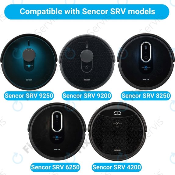 Sada náhradných dielov pre Sencor SRV9250, 9200, 8250, 6250, 4200 (1x Hlavná kefa, 2x Filter, 2x Bočná kefa, 2x Mopovacia utierka)