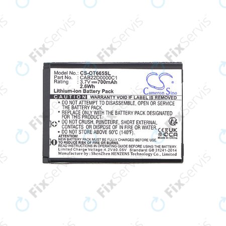 Batéria pre Alcatel One Touch 2010D, 700mAh, Li-Ion, 3.7V, CAB22D0000C1, HQ