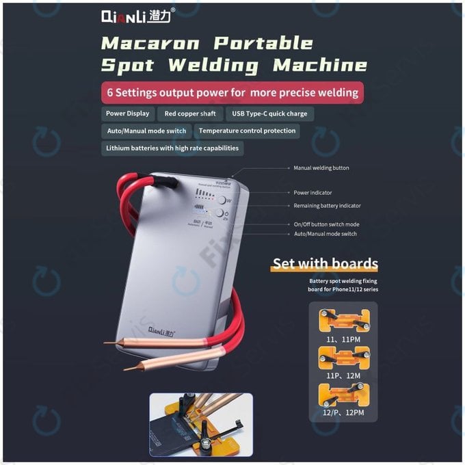 QianLi Macaron - Mikro Zváračka na Servis Batériových Flex Káblov (iPhone 11 - 12 Pro Max)