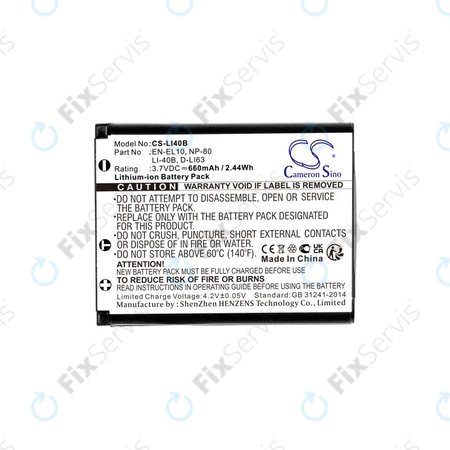 Batéria pre Olympus MJU, AGFA Optima, Praktica Luxmedia, 660mAh, Li-Ion, 3.7V, LI-42B, HQ