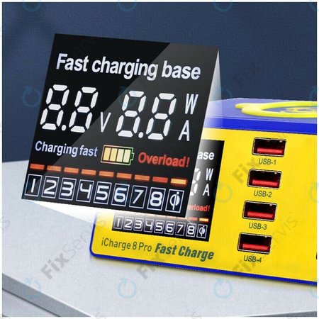 Mechanic iCharge 8 Pro - USB Servisná Nabíjacia Stanica s USB-C, USB 3.0 a Bezdrôtovým Nabíjaním