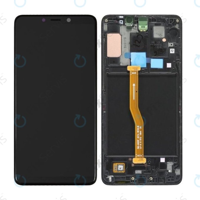 Samsung Galaxy A9 A920F (2018) - LCD Displej + Dotykové Sklo + Rám (Caviar Black) - GH82-18308A, GH82-18322A Genuine Service Pack