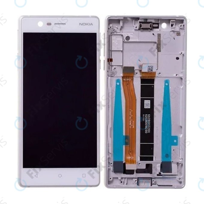 Nokia 3 - LCD Displej + Dotykové Sklo + Rám (Silver White) - 20NE1SW0001 Genuine Service Pack