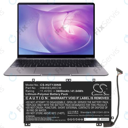 Batéria pre Huawei MateBook 13, 13 i7, 3600mAh, Li-Pol, 11.4V, HB4593J6ECW, HQ