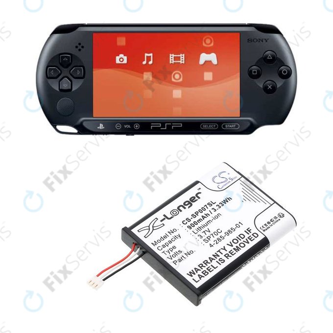 Batéria pre Sony PSP E1000, E1002, E1004, E1008, 900mAh, Li-Ion, 3.7V, SP70C, HQ