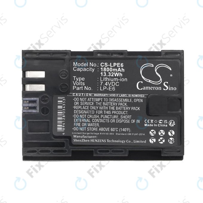 Batéria pre Canon EOS 60D, 5D Mk II, 7D, 1800mAh, Li-Ion, 7.4V, LP-E6, HQ