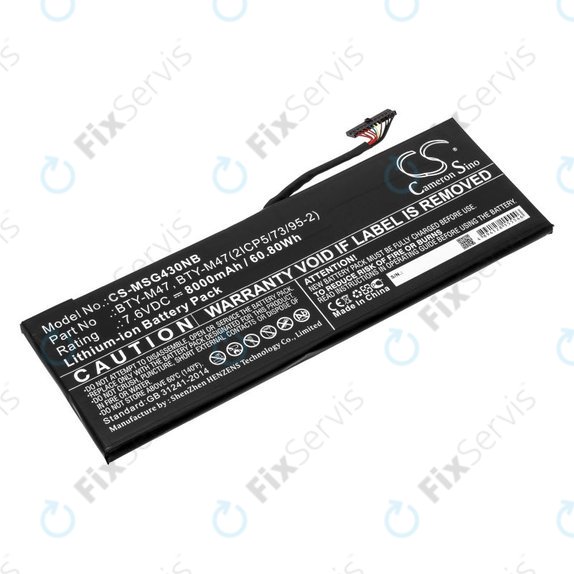 Batéria pre MSI GS40, GS43, MS14, 8000mAh, Li-Ion, 7.6V, BTY-M47, HQ