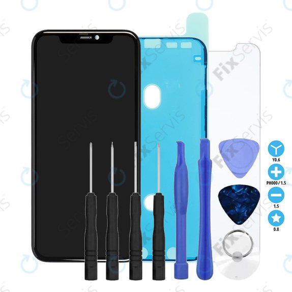 Apple iPhone 11 - LCD Displej + Dotykové Sklo + Rám Refurbished + Lepka pod LCD + Tvrdené Sklo + Set Náradia - Multipack