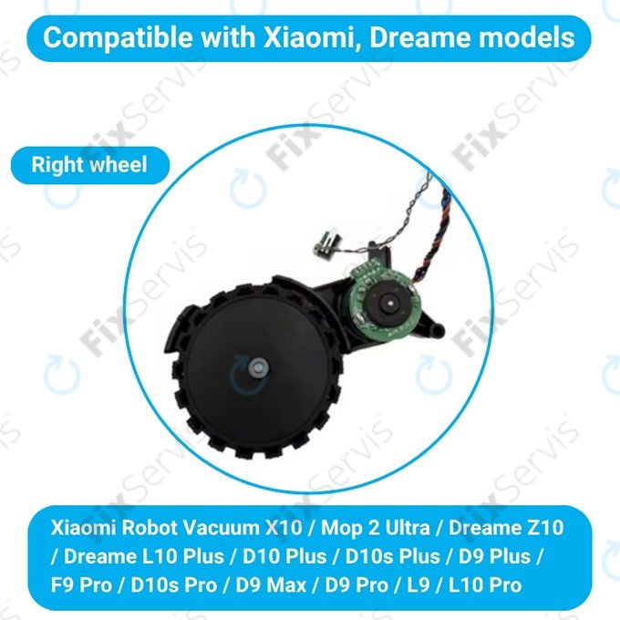 Xiaomi Robot Vacuum X10, Dreame Z10 Pro, L10 Plus, D10 Plus - Koleso s Motorom (Pravé) (Čierne)