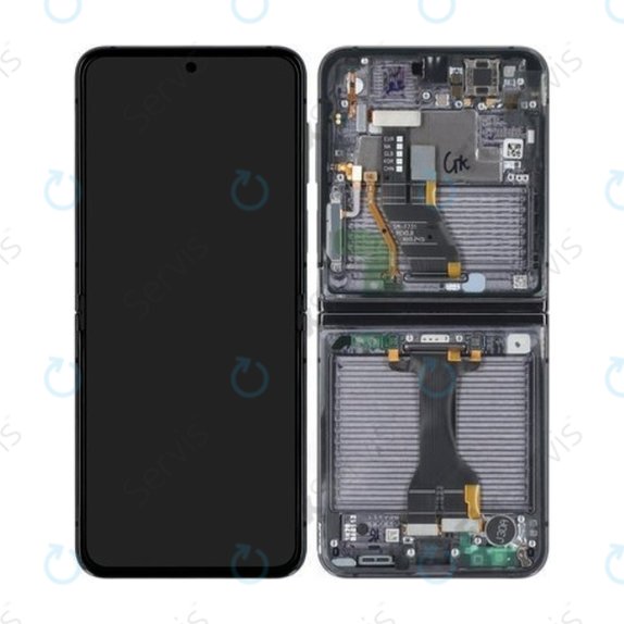 Samsung Galaxy Z Flip 5 F731B - LCD Displej + Dotykové Sklo + Rám (Graphite) OLED