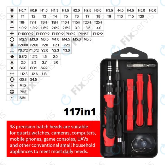 Kingsdun - Profesionálna Sada Náradia pre Servis Telefónov iPhone 117v1 (Red Edition)