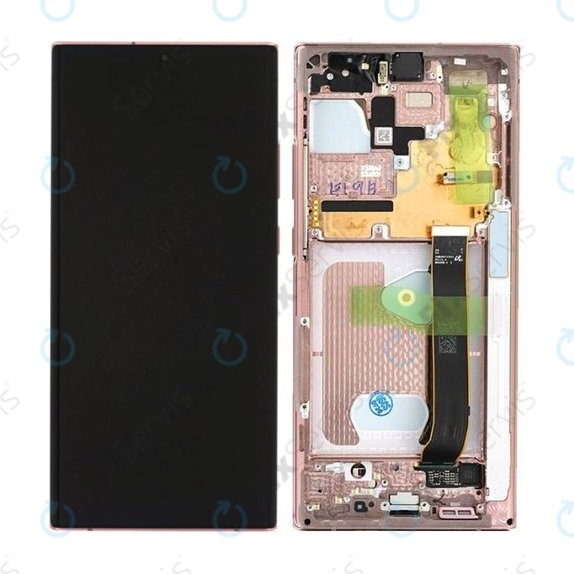 Samsung Galaxy Note 20 Ultra N986B - LCD Displej + Dotykové Sklo + Rám (Mystic Bronze) - GH82-23596D, GH82-23511D, GH82-23621D, GH82-23622D, GH82-23597D, GH82-31459D Genuine Service Pack