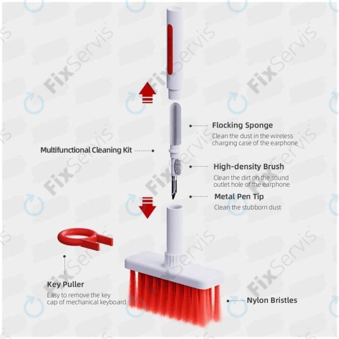 Multifunkčná Čistiaca Kefka + Čistiace Pero + Vyťahovač Klávesov