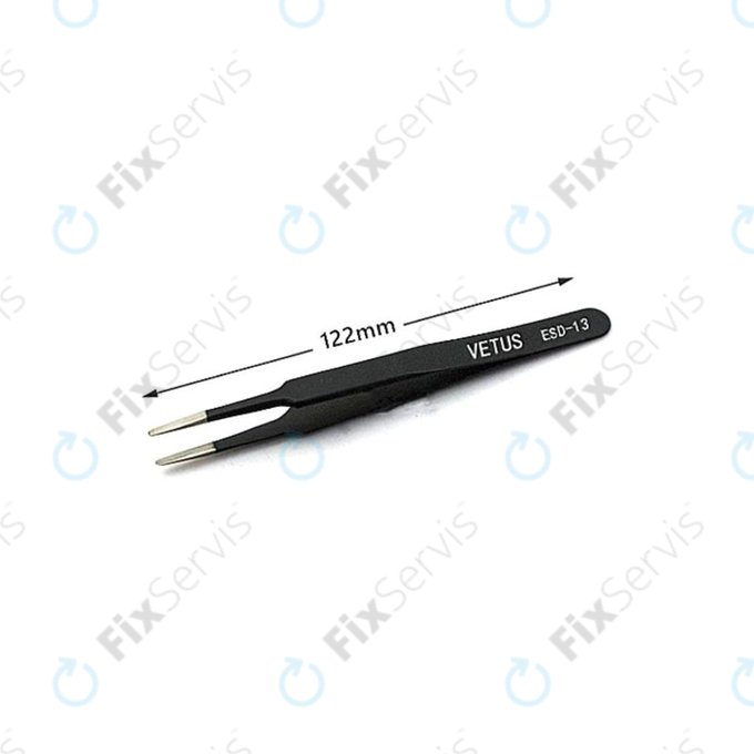 Vetus ESD-13 - Antistatická Kovová Pinzeta s Plochou Špičkou (115mm)