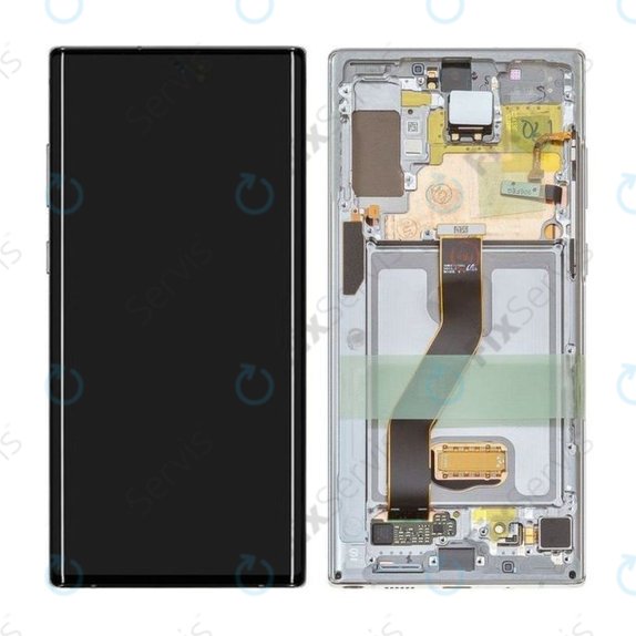 Samsung Galaxy Note 10 Plus - LCD Displej + Dotykové Sklo + Rám (Aura White) - GH82-20838B, G82-20900B Genuine Service Pack