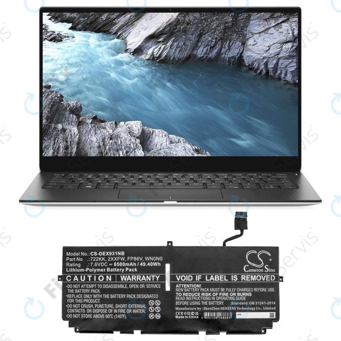 Batéria pre Dell XPS 13 9300, 9380, 9310, 6500mAh, Li-Pol, 7.6V, 2XXFW, HQ