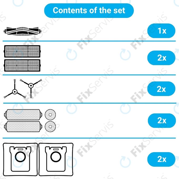 Sada náhradných dielov pre Dreame Mova Z50 Ultra, Z5, Z5 Pro (1x Hlavná kefa, 2x Filter, 2x Bočná kefa, 2x Mopovacia utierka, 2x Bočná mopovacia utierka, 2x Prachové vrecko)