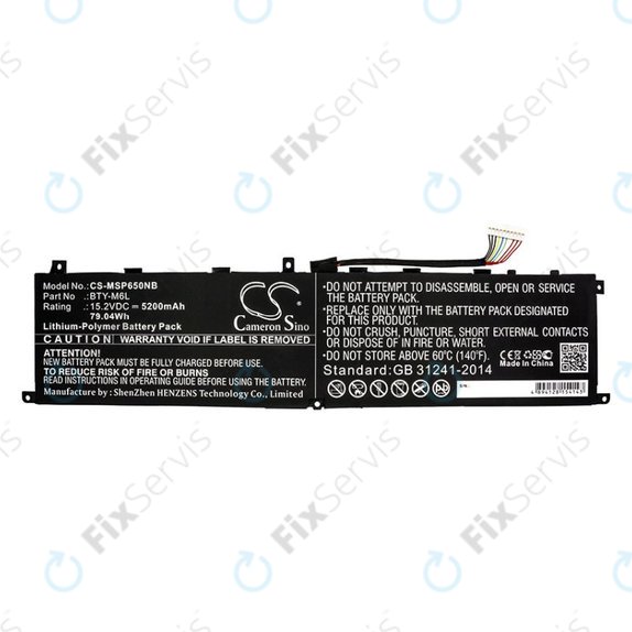 Batéria pre MSI GS65 Stealth Thin, PS63, P65 Creator 8RF, 5200mAh, Li-Pol, 15.2V, BTY-M6L, HQ
