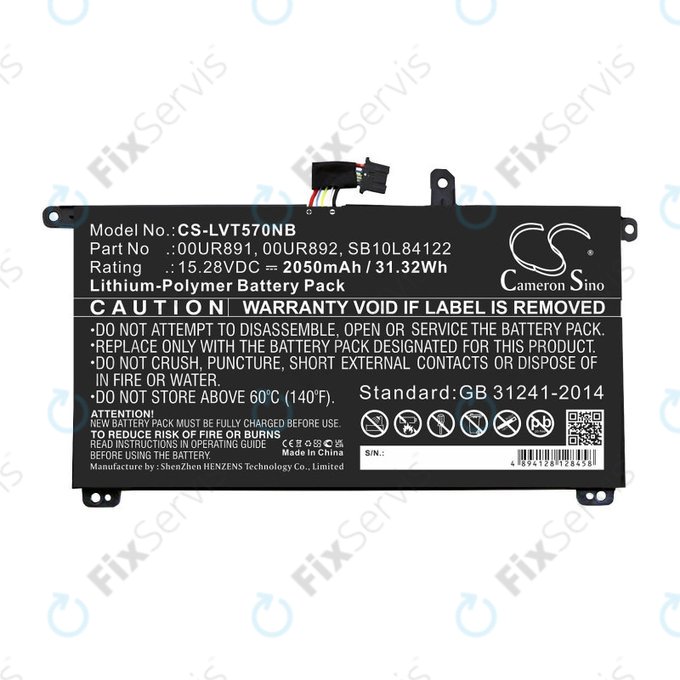 Batéria pre Lenovo ThinkPad P51s, P52s, T570, T580, 2050mAh, Li-Pol, 15.28V, 00UR891, HQ