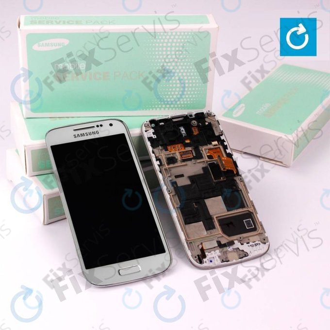 Samsung Galaxy S4 Mini i9195 - LCD Displej + Dotykové Sklo + Rám (White Frost) - GH97-14766B Genuine Service Pack