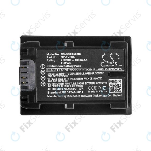 Batéria pre Sony FDR-AX33, 40, 45, 53, 60, 700, P33, HDR-CX450, 625, 1030mAh, Li-Ion, 7.3V, NP-FV50A, HQ