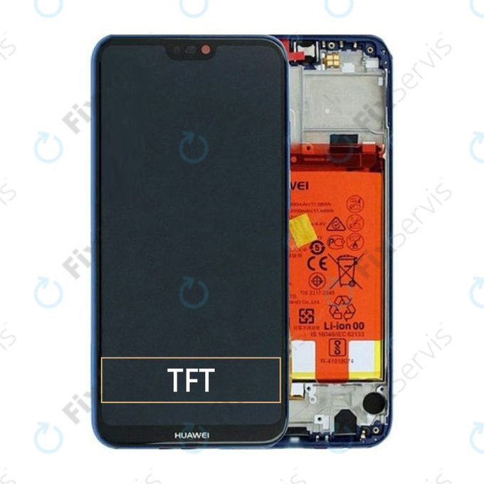 Huawei P20 Lite (2019) - LCD Displej + Dotykové Sklo + Rám + Batéria (Crush Blue) - 02352TMG