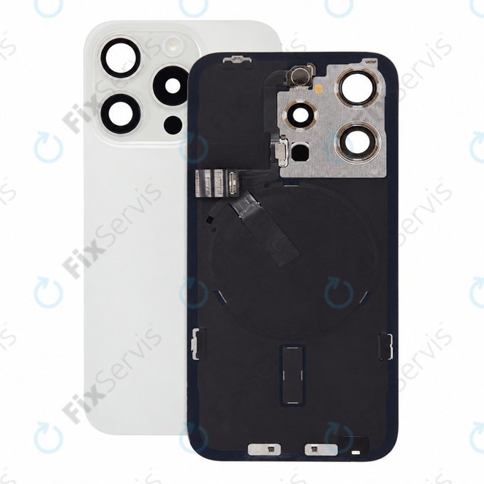 Sklo zadného housingu pre iPhone 15 Pro, White Titanium, Pulled A