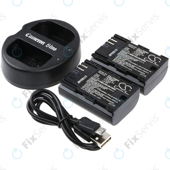 Batéria 2ks s nabíjačkou pre Canon EOS 5D Mark II, EOS 7D, 2000mAh, Li-Ion, 7.4V, LP-E6, HQ