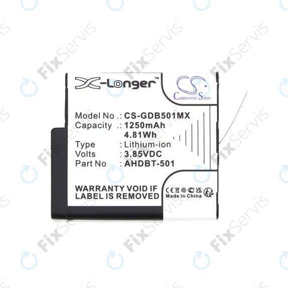 Batéria pre GoPro Hero 8, Hero 6, 1250mAh, Li-Ion, 3.85V, AHDBT-501, HQ
