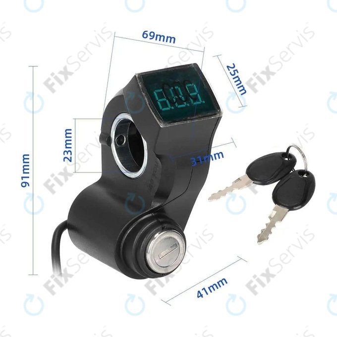 Kugoo Kirin M4, M4 Pro, Speedual, Zero 8x, 10x, MiniWalker, T10-DDM - Spínač Zapaľovania s Voltmetrom