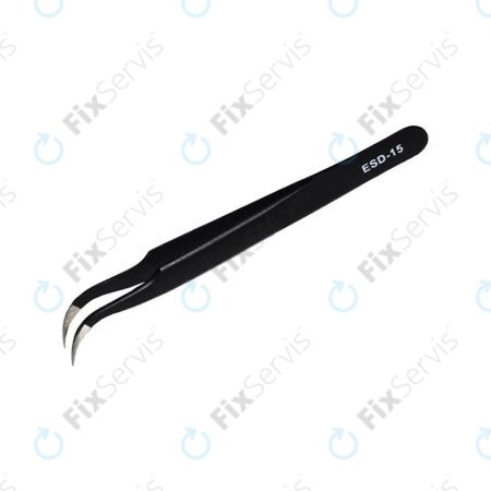 Vetus ESD-15 - Antistatická Kovová Pinzeta s Prehnutou Špičkou (120mm)