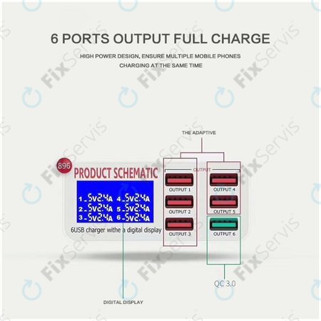 Product Schematic 896 - USB Servisná Nabíjacia Stanica s USB 3.0