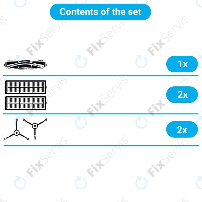 Sada náhradných dielov pre Neato Botvac D3, D4, D5, D6, D7 (2x Hlavná kefa, 4x Filter, 4x Bočná kefa)