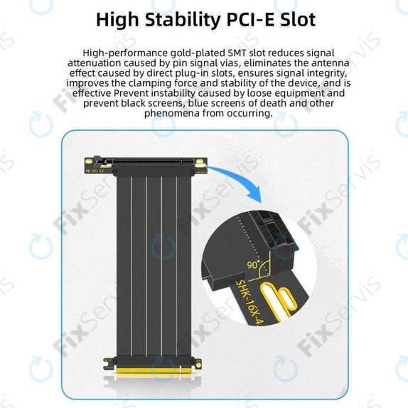PCIe 4.0 x16 riser kábel pre grafickú kartu, 20cm, čierny
