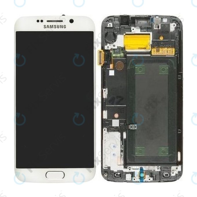 Samsung Galaxy S6 Edge G925F - LCD Displej + Dotykové Sklo + Rám (White Pearl) - GH97-17162B, GH97-17317B, GH97-17334B Genuine Service Pack