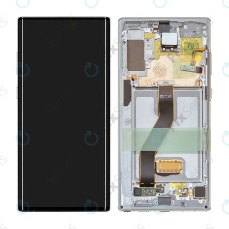Samsung Galaxy Note 10 Plus - LCD Displej + Dotykové Sklo + Rám (Aura White) - GH82-20838B, G82-20900B Genuine Service Pack