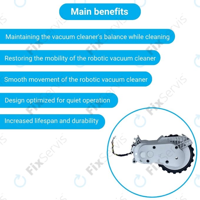 Xiaomi Mijia E10, E12, Mi Robot Vacuum Mop 2 Lite, 2 Pro - Koleso s Motorom (Ľavé) (Biele)