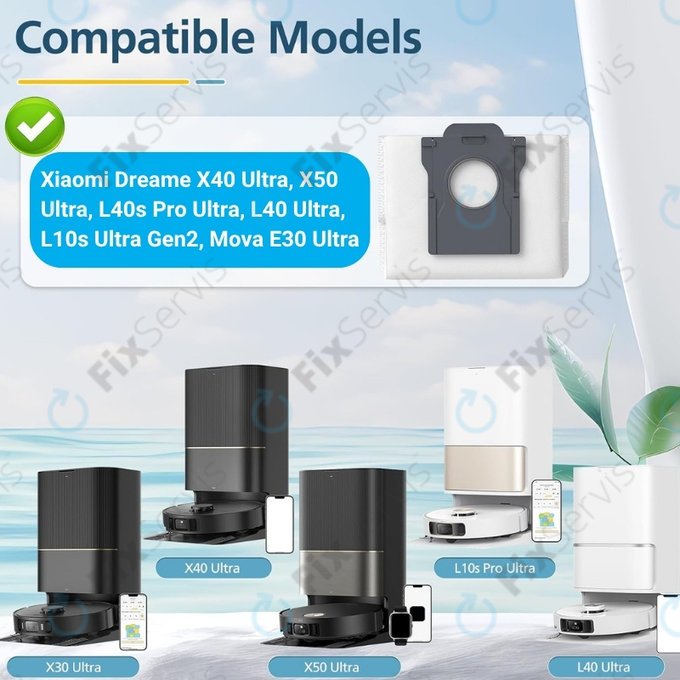Vrecko do vysávača, 2 ks pre Xiaomi Dreame X40 Ultra, X50 Ultra, L40s Pro Ultra, L40 Ultra, L10s Ultra Gen2, Mova E30 Ultra, Mova V50 Ultra, P60