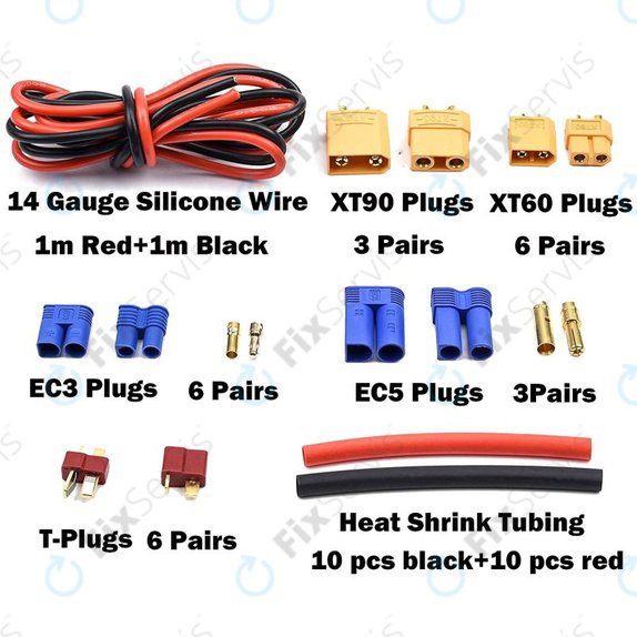 Amass - Set na Opravu Batérií (T-plug, EC3, XT60, Silikónový drôt a Zmršťovacie bužírky)