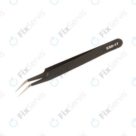 Vetus ESD-17 - Antistatická Kovová Pinzeta s Prehnutou Špičkou (115mm)