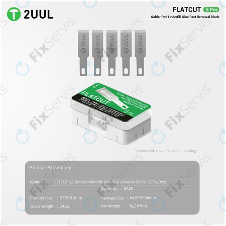 Čepele na odstraňovanie underfill lepidla, plochý rez, 2UUL DA28, 5ks/balenie