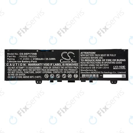 Batéria pre Dell Inspiron 13, 7373, Vostro 13, 3100mAh, Li-Ion, 11.4V, F62G0, HQ