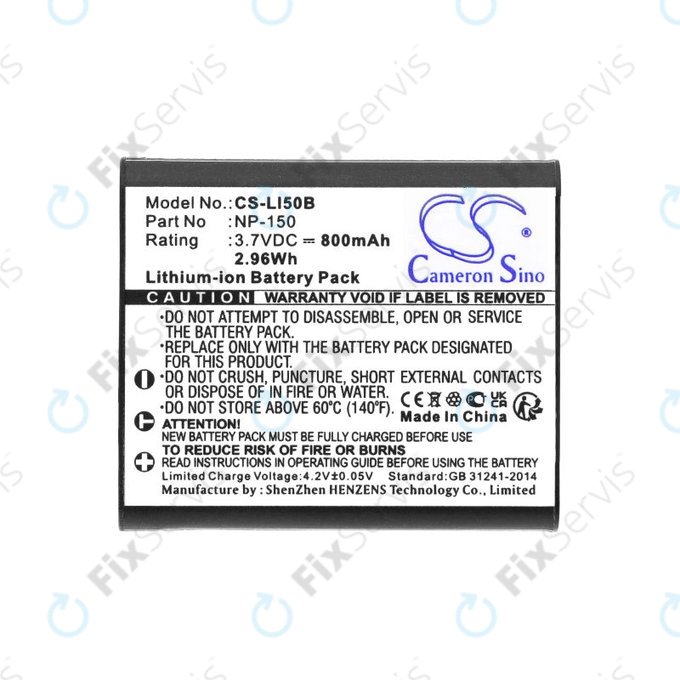 Batéria pre Olympus MJU, Casio Exilim, Kodak PIXPRO, 800mAh, Li-Ion, 3.7V, NP-150, HQ