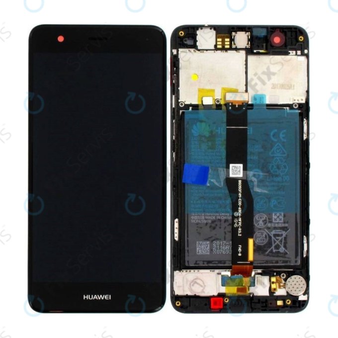 Huawei Nova - LCD Displej + Dotykové Sklo + Rám + Batéria (Black) - 02351CKD, 02350YRH Genuine Service Pack