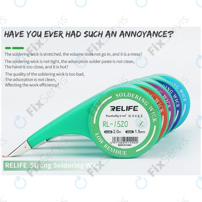 Relife RL-1520 - Spájkovací Knôt pre Odstránenie Prebytočného Cínu (1,5 mm)