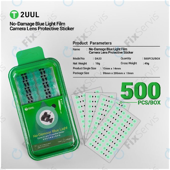 Ochranné nálepky na šošovku kamery s filtrom modrého svetla, 2UUL DA33, 500ks/balenie